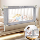 Q-MIULIKE Baby Bed Rails for Toddlers Crib Guard Rail Safety Rail Guards with Double Child Lock, 28 Height Adjustable Toddler Bed Rails (Gray, 58", 1 Piece) for King Queen Twin Full Size Bed