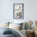 Bedroom Beach Seascape Wall Art: Coastal Tropical Seaside Bicycle with Flower Beachy Signs Rustic Scenery Wooden Framed Prints Picture Ocean Seashore Painting Artwork Decor for Living Room Bathroom Home Office 24"x16"