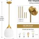 Kitchen Island Pendant Light: Mid Century Brushed Gold Hanging Light Fixtures with Milky Glass Globe - 10 Inch Farmhouse Chandeliers Ceiling Lighting for Dining Room