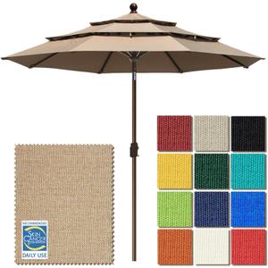 EliteShade USA 10-Year-Non-Fading 9ft 3-Tier Market Patio Umbrella, Commercial Grade Outdoor Table Umbrella with Crank Open, Windproof & UPF 50+ UV Protection, Heavy Duty Ventilation for Garden, Deck, Pool, Backyard, Beach & Bistro, Heather Beige