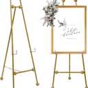 Metal Easel Stand with Chain Support for Mirror,58 Inch Iron Adjustable Arts & Crafts Easels,Floor Easels for Display Wedding Sign(Gold)