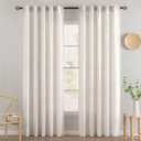 MIULEE White Linen Curtains 84 Inch Length for Bedroom Living Room, Soft Thick Linen Textured Window Drapes Semi Sheer Light Filtering Rod Pocket Back Tab Burlap Look Farmhouse Decor, 2 Panels, 52"W x 84"L