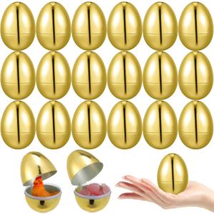 20pcs Golden Easter Eggs, 2.4in Fillable Egg Plastic Eggs Bulk Easter Decorations for DIY Crafts Party Basket Fillers Photo Props Egg Hunt