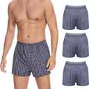 Washable Incontinence Underwear for Men - Reusable Boxer Briefs with Front Fly, Front & Rear Leak Proof, 120ml Absorbency (XL, Plaid Blue White, 3 Pack)