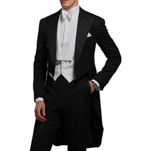 Mens Victorian Peak Lapel Tailcoat Vest Pants Tuxedo Set Wedding Dress Suit Set Morning Suits (3XL)