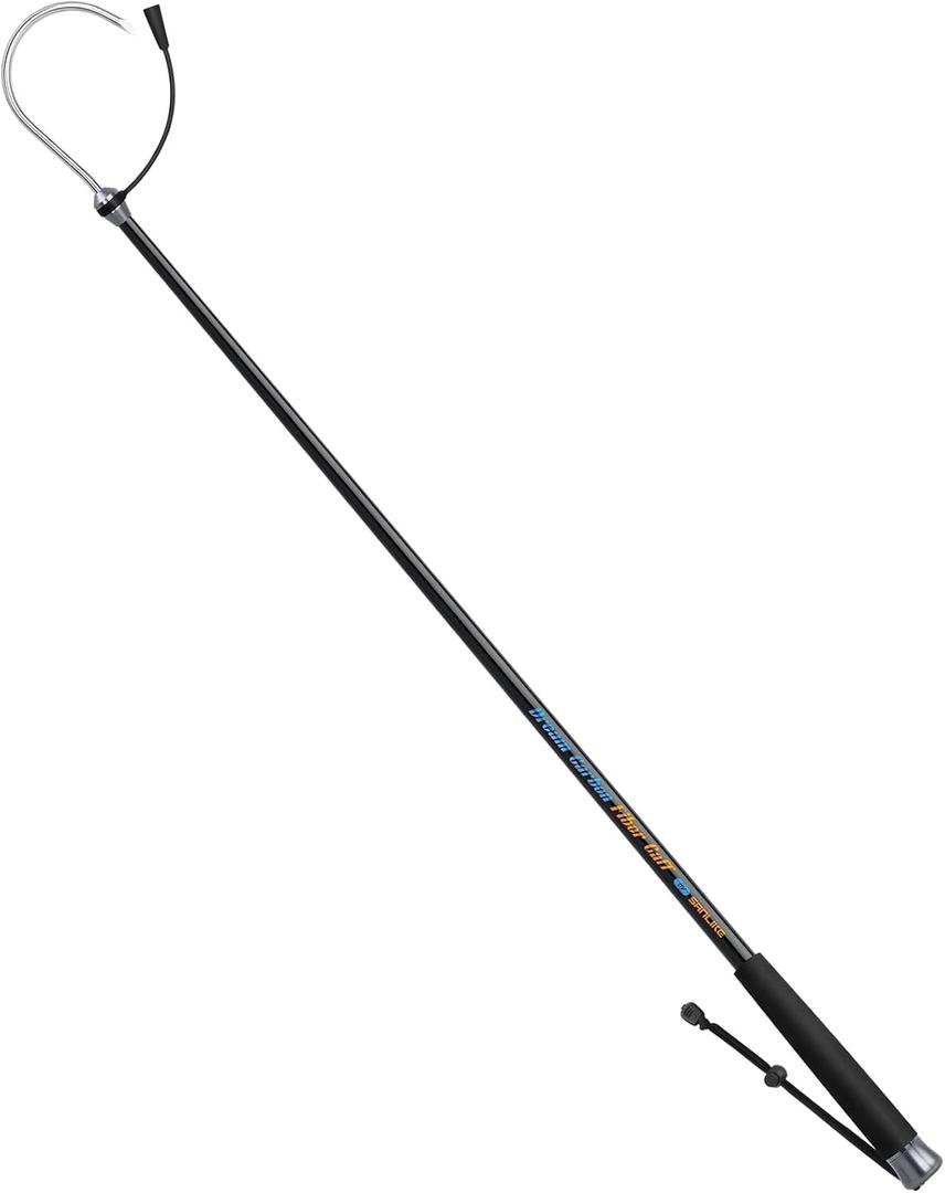 SANLIKE Carbon Fiber Saltwater Fishing Gaff Stainless Steel Landing Hook,  Black -46IN
