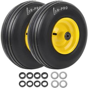 AR-PRO 13x5.00-6 Tubeless Tire and Wheel Set, Replacement Zero Turn Riding Lawn Mower Tire with Rim, 5"-7.5" Centered Hub and 5/8" Bearings, 4Ply Straight Rib Tread with 440lbs Load (2-Pack)