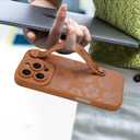 Fiyart Designed for iPhone 16 Pro Case Cute Flowers with Strap Soft TPU Phone Cover Protective Camera Lens Protection for Women Men Floral Bumper with Stand 6.3"-Brown