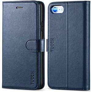 TUCCH Wallet Case for iPhone SE 2022/SE2, iPhone 8/7, PU Leather Credit Card Holder [TPU Interior Protective Case] Stand Folio Flip Cover Compatible with iPhone SE 3/SE 2/8/7, Dark Blue