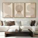 Anyzal Large Abstract Wall Art Framed,Boho Wall Art Geometric Line,Modern Mid Century Artwork Minimalist,Beige Neutral Painting Boho Abstract for Home Living Room Bedroom Office 24''x36'' Set of 3