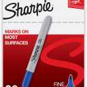 Sharpie Permanent Markers, Blue, Fine Tip, Bulk Set, 36 Count - For Plastic, Metal, Wood, And More