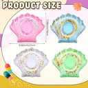 Honeydak 12 Pieces Inflatable Drink Holder Shell Drink Floats Sequin Reusable Inflatable Sea Animal Cup Coasters Pool Cup Holders for Summer Swimming Party Favors Decoration (White,Pink,Blue,Green), 8.6*6.7*2.16 inch/22*17*5.5cm
