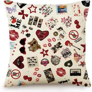Y2K Room Decor Aesthetic Throw Pillow Covers - Cute Downtown Girl Room Decor, Coquette Y2k 2000's Grunge Print, Trendy Bedroom Decor for Teen Girls, 18x18 Inch