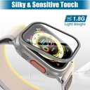 AGVEE 2 Pack Screen Cover Protector for Apple Watch Ultra 2nd 1st 49mm, 9H Tempered Glass with Titanium Aluminum Alloy Frame Bumper Case Cover, Original Touch Sensitive iWatch Film, Original