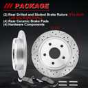 Rear Drilled and Slotted Brake Pads and Rotors Kit Ceramic Automotive Replacement Brake Kits 12.60 Inch Compatible for Jeep Commander Grand Cherokee 2005-2010 (10 Pcs)