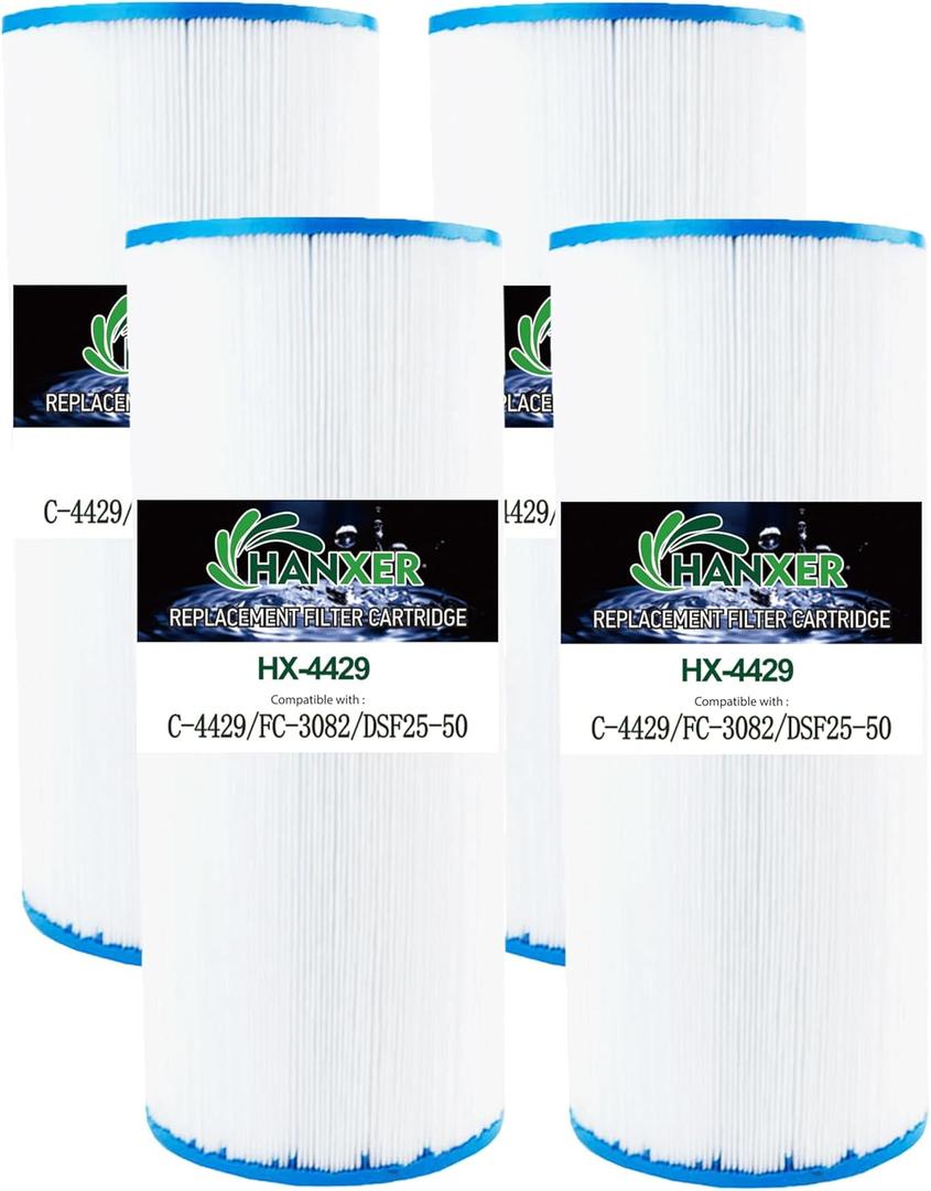 Spa Filter Cartridge Replaces for Unicel C-4429, DSF25-50, FC-3082, Nemco 30, 40302, 30 sq.ft Hot Tub Filter, 4 Pack