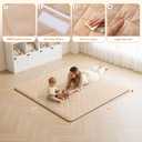 Omzer Baby Playpen with Mat 50x50inch: Large Playpen for Babies and Toddlers Indoor Safety Play Pen with Soft Breathable Mesh - All-Wrapped Sponge Sturdy Play Yard with Stable Mat Magic Sticker Beige