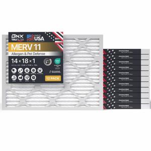 BNX TruFilter 14x18x1 Air Filter MERV 11 (12-Pack - MADE IN USA - Allergen Defense Electrostatic Pleated Air Conditioner HVAC AC Furnace Filters for Allergies, Dust, Pet, Smoke, Allergy MPR 1200 FPR 7