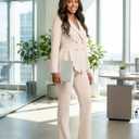 2 Piece Blazer Set for Women Dressy Double Breasted Pants Suit Professional Business Formal Office Work Outfits Beige, Medium