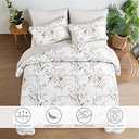 Grey Quilt Set King,3 Pieces Reversible Elegant Grey Botanical Leaves Pattern Bedspread Coverlet Soft Microfiber Bed Cover for All Season(104"90")