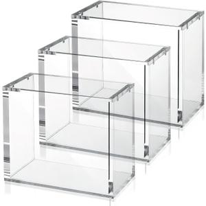 3 Pack Acrylic Magnetic Case Compatible with Booster Boxes, 5mm+8mm Thick Stackable Booster Box Case Acrylic Display for PKMN, Magnetic Closure Booster Box Gifts for Cards Collectors