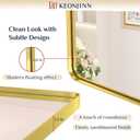 Keonjinn Brushed Gold Bathroom Mirror 48 x 30 Inch Large Rounded Rectangle Vanity Mirror, Brass Gold Wall Mirror with Shatterproof HD Tempered Glass, Decorative Gold Framed Mirror(Horizontal/Vertical)