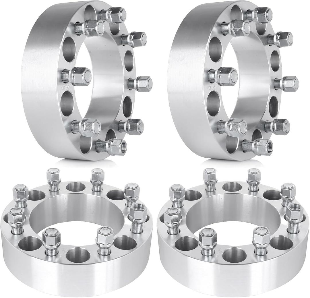 SCITOO 4Pcs Wheel Spacers 2 inch 8x6.5 Bore 126.15mm Studs 9/16 8 Lug Wheel Spacers Adapters Fit for for Ford E-250 Econoline E-350 Econoline for F-250 for F-350 for Chevrolet C20