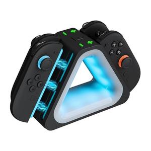 Hosanwell Switch 2 Controller Fast Charging Dock for Switch2,4 Joycos Simultaneous Charging Station with 7 Customizable RGB Lighting Modes, Fast Charge USB-C Cable Included (Black), Pack Of 2