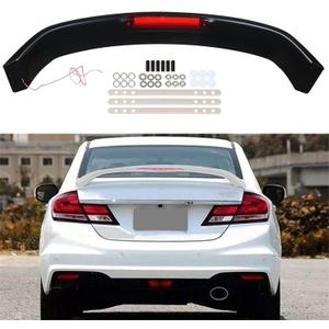 munirater Rear Trunk Spoiler Wing Lip SI Style Black with Brake Light Replacement for Civic 4 Door 2012-2015