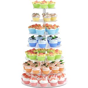 7 Tier Cupcake Stand, Round Cupcake Tower Stand, Clear Acrylic Cupcake Tier Stand, Cupcake Dessert Display Stand for Wedding Graduation Birthday