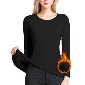 Women's Long Sleeve Thermal Underwear Lightweight Compression Baselayer Shirt Women Clothing Premium Comfort Winter Tops Black, M