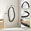JJUUYOU Irregular Wall Mirror Black Asymmetrical Wooden Mirror 30"x18" Large Home Decorative Wall Mounted Vanity Mirrors for Bathroom Dressing Room Living Room