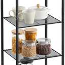 SONGMICS 6-Tier Storage Rack, Bathroom Shelf, Extendable Plant Stand with Adjustable Shelf, for Bathroom, Living Room, Balcony, Kitchen, Classic Black UBSC036B01