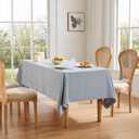 ZeeMart Basic Linen Textured Table Cloth, 60 x 84 Inch Chambray Blue, Farmhouse Style Light Blue Rectangle Tablecloth, Wrinkle Resistant Washable Heavy Weight TableCloths