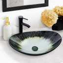 Vessel Sink 20.8"x13.7" White Oval Bathroom Sinks Tempered Glass Art Basin Bowl Above Counter with Faucet,Farmhouse Bathroom Vanity with Sink