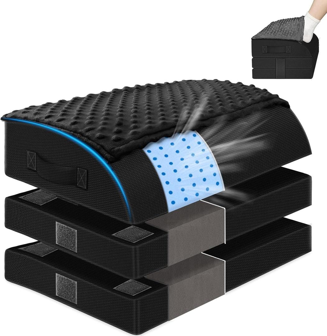 Foot Rest Under Desk for Office Use, Gel Memory Foam Foot Stool with 3 Adjustable Heights and Feet Warm Pocket for Back, Hip, Legs Discomfort Relief, Ergonomic Footrest for Office Chair & Gaming Chair (Black)