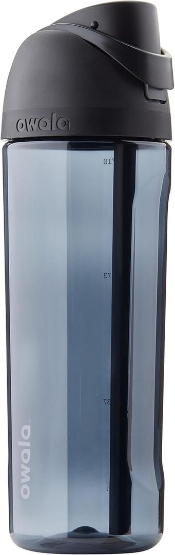 Owala FreeSip Clear Tritan Plastic Water Bottle with Straw, BPA-Free Sports Water Bottle, Great for Travel, 25 Oz, Very, Very Dark