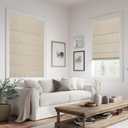 No Drill Blackout Roman Shades for Indoor Windows,Cordless Roman Blinds,Linen No Tools Window Shades,Easy to Install Window Blinds for Home Bedroom,Blackout-Oatmeal Grey,30" W x 64" H