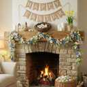 Ceenna 6ft Easter Garland Easter Egg Garland Flower Wreath with Flowers Eggs Leaves for Spring Mantle Fireplaces Archways Home Table Centerpieces Decoration (Pink Flower)