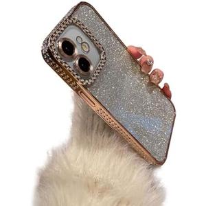 Fycyko for iPhone 12 Case Women Girly Glitter Bling Diamond Rhinestones Phone Case Cute Luxury Pretty Plating Sparkle Shiny Shockproof Protective Design for iPhone 12 -Gold