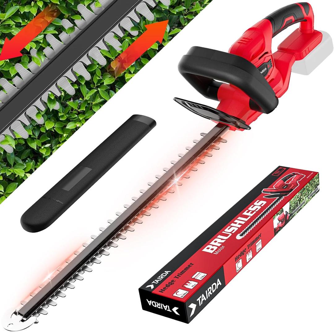 TAIRDA Hedge Trimmer for Milwaukee M18 18v Battery (NO Battery), Cordless Electric Hedge Trimmer with 1600RPM Brushless Motor, 22'' Dual-Action Blade with 3/5'' Cutting Capacity (Bare Tool)