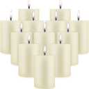 Ivory Pillar Candles 2x3 Inches  12 Pack Unscented Dripless & Smokeless Candles, 15-Hour Burn Time, Premium Quality for Weddings, Dinners, Home Dcor & Gifts