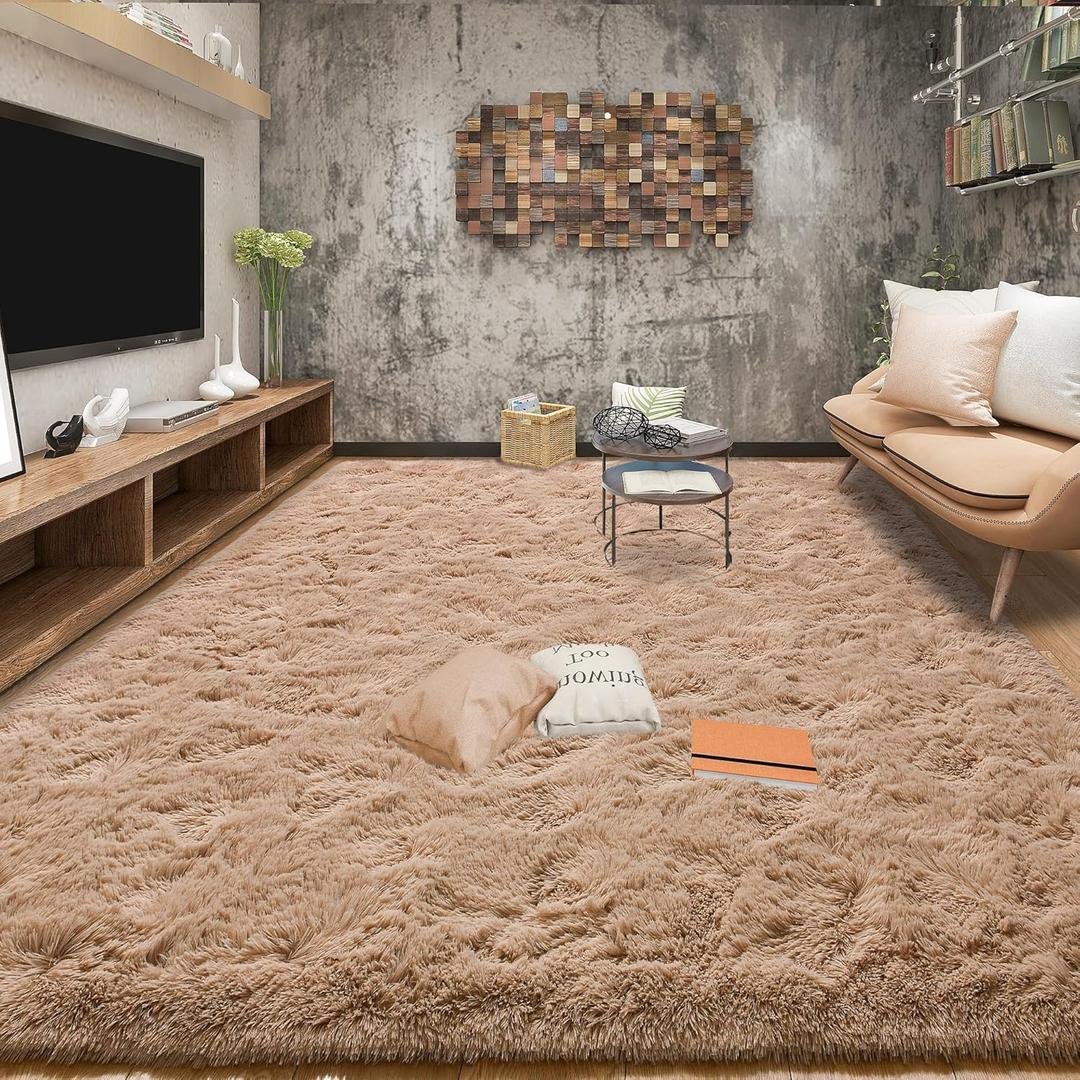 Tepook Super Soft Fluffy Rugs for Living Room, Shag 6x9 Area Rugs for Bedroom, Modern Shaggy Rug Fuzzy Carpets for Kids, Plush Indoor Nursery Home Decor Rug with Non-Slip Bottom, Beige