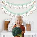 3 x Locally Grown Baby Shower Bunting Banner, Farmer's Market Party Garland Decorations, Theme Farm Fruit and Vegetables Banner for kids Boys Girls Produce Stand