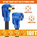 Kanayu 50 Amp RV/EV Extension Cord NEMA 14-50P to 14-50R ETL Listed 4 Prong Flexible Heavy Duty STW Outdoor Waterproof Power Cord with Grip Handle for RV EV Camper(10ft)