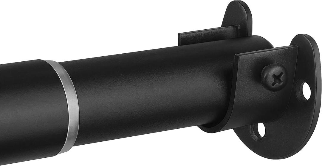 Closet Rods for Hanging Clothes, 17 to 76 Inch Adjustable Metal Closet Rod, Heavy Duty Closet Poles for Wardrobes, Closet, Laundry, Bathroom, Windows, Easy Installation, Black