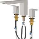 BESy Waterfall Roman Tub Faucets, Deck Mount Bathtub Faucets Set, Garden 3 Holes Two Handles Widespread Bath Tub Filler Tub Faucets with Valve, cUPC Supply Hoses, Brushed Nickel