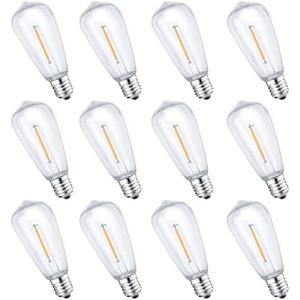 CXLHO 12Pack E17 LED Bulbs ST40 Replacement Light Bulbs, 0.6Watt Per Bulb, Waterproof Shatterproof Dimmable LED Replacement Bulbs for Indoor Outdoor Patio Wedding ST40 String Lights, Warm White, 2700K