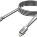 PureGear USB C to Lightning Cable, Braided Apple MFi Certified Charging Data Sync Cable Support Power Delivery and Type C Chargers for iPhone 14,14ProMax,13,13Pro,12,SE,iPad, Metallic Space Gray(4 FT)