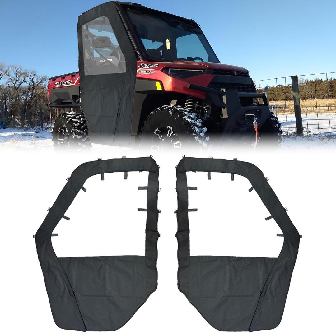 QYMOTO Polaris Ranger XP 1000 Doors,Soft Full Side Doors Compatible with Polaris Ranger 1000 Doors 2017-2026 Cab Enclosure with Heavy Duty Zipper Open Window, Stop Cold, Rain,Dust and Debris Outdoor